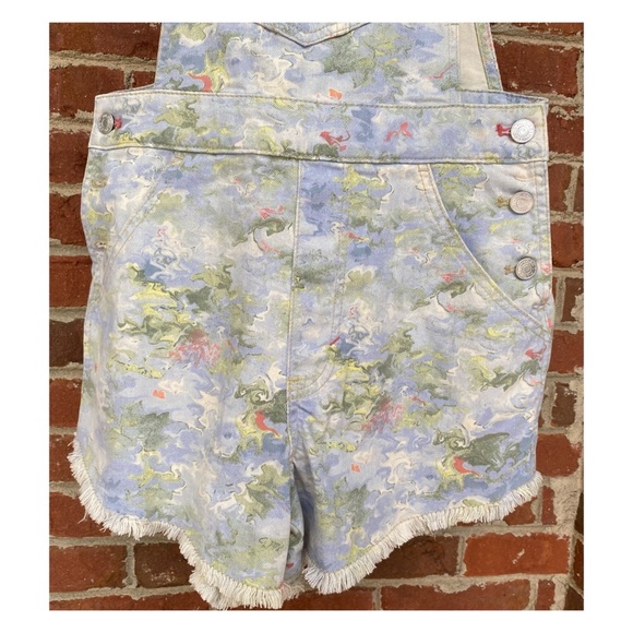 Anthropologie Pilcro Watercolor Short Overalls SZ 27 - Picture 7 of 13